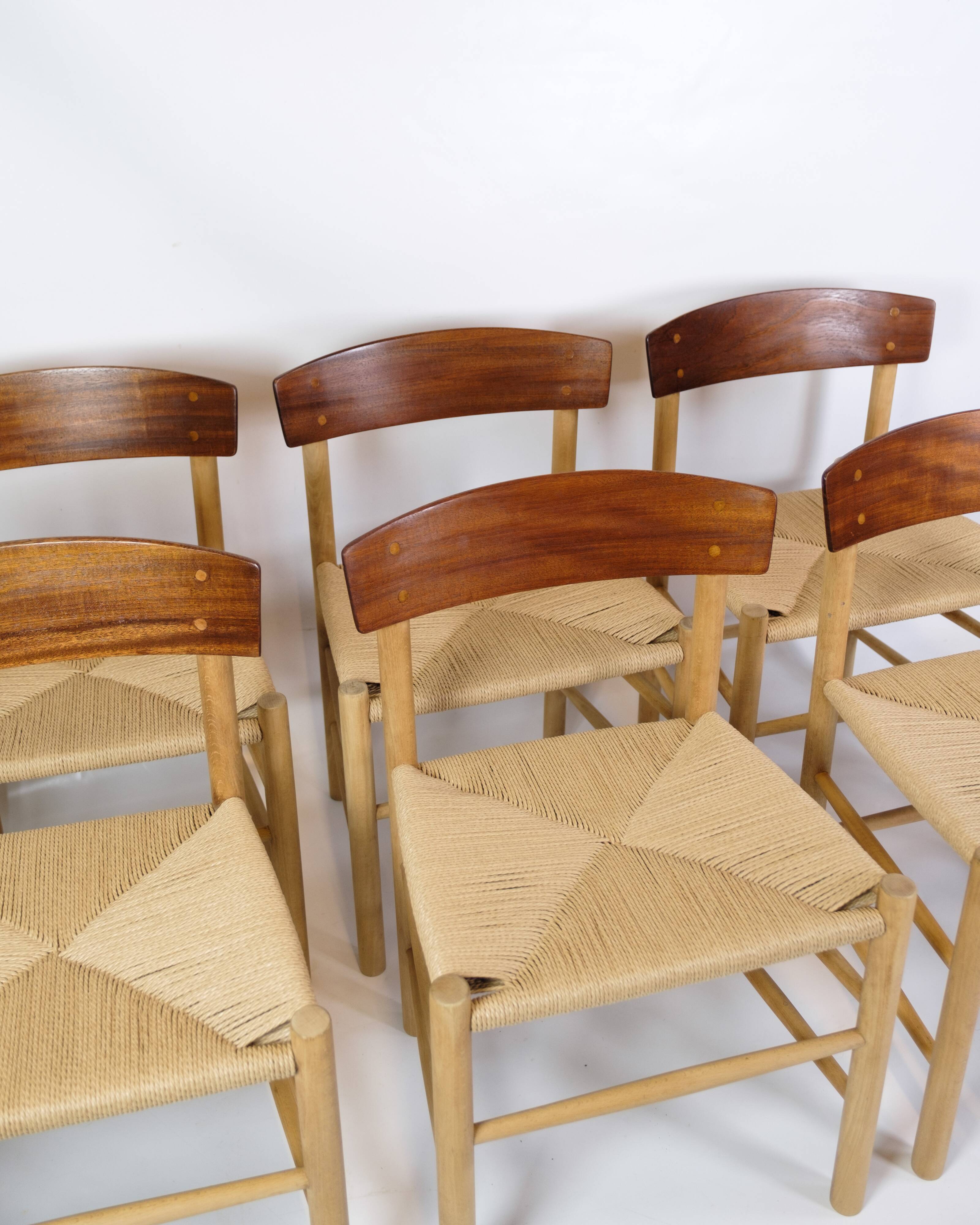 Set Of 6 Dining Chairs  Model J39 Known As The "Folke Chair" Made In Teak & Oak By Børge Mogensen