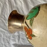 Vintage brass vase with cloisonné enamel floral decoration
