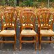 6 Louis Philippe style solid wood straw-seated chairs