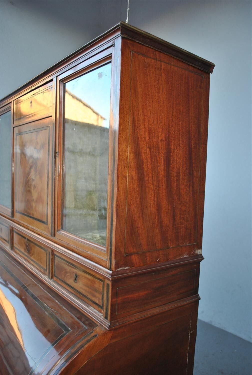 Time's roll-top desk Louis XVI, directoire era end 18th century mahogany