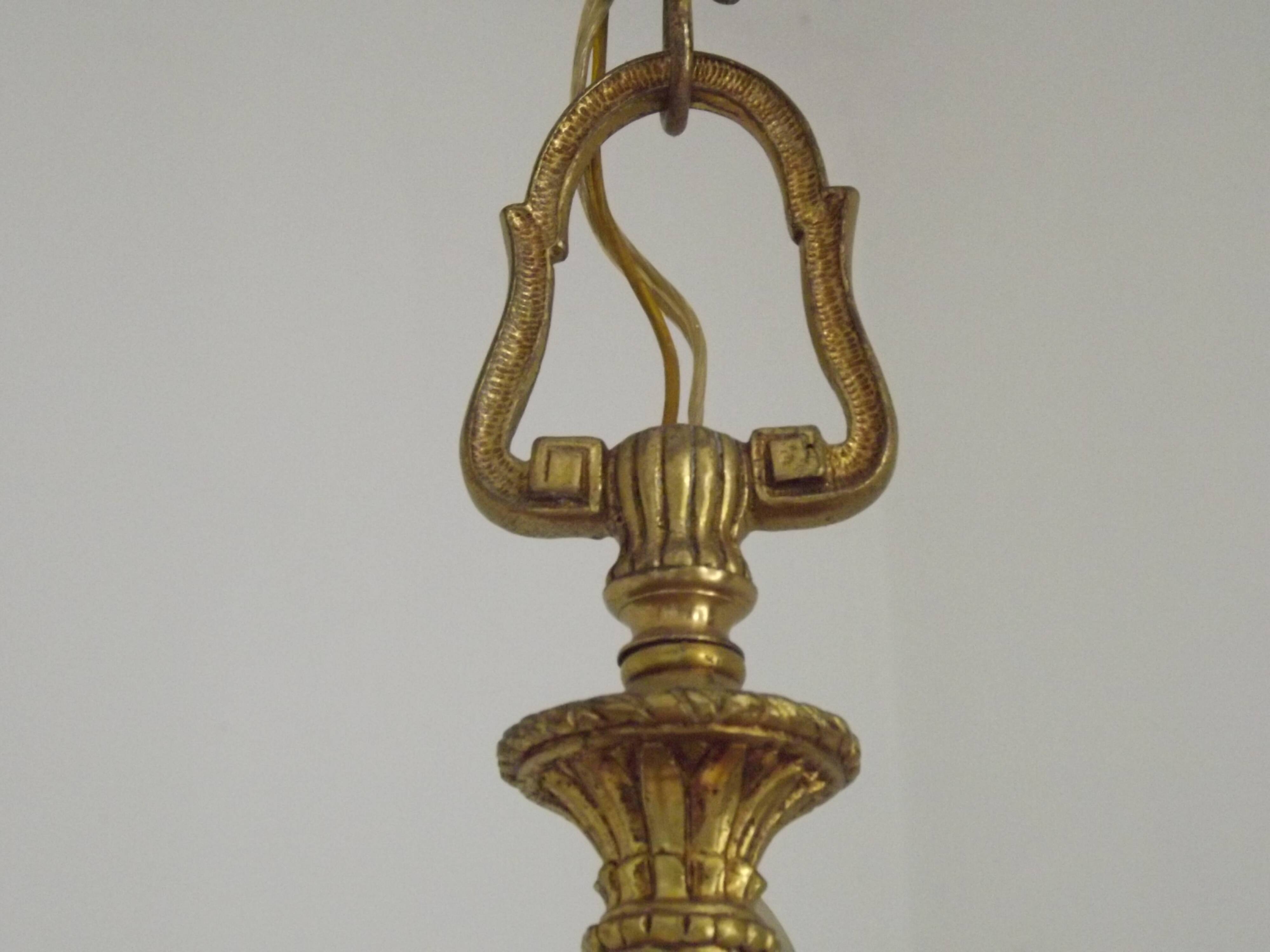 Elegant French Vintage Bronze 5-Light Art Nouveau Style Chandelier