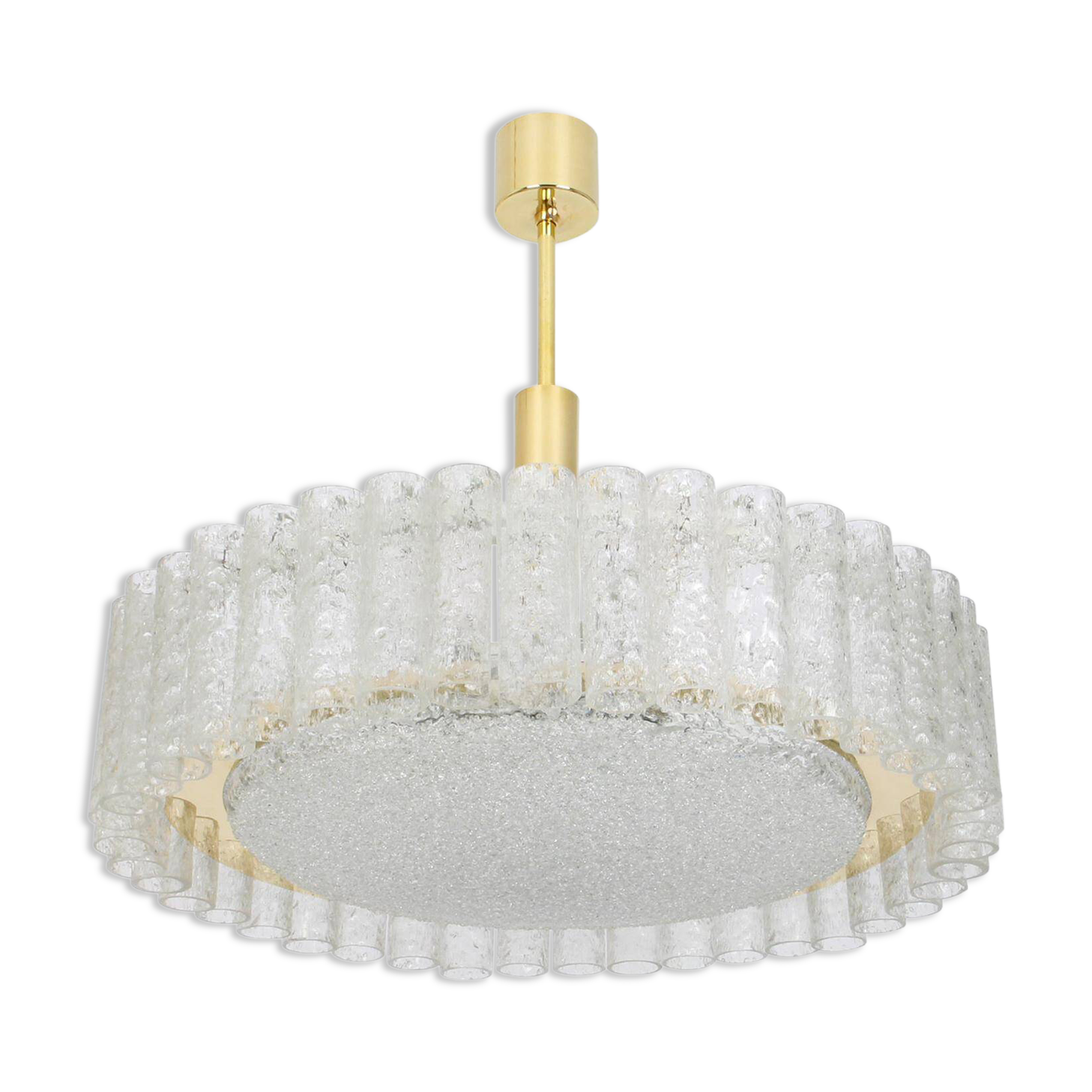 1 of 2 Stunning Murano Glass Tubes Ceiling Light by Doria, Germany, 1960s