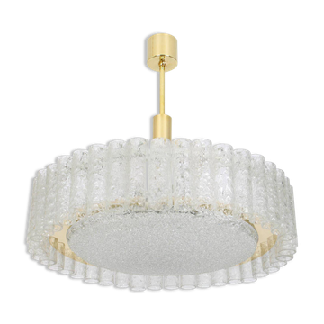 1 of 2 Stunning Murano Glass Tubes Ceiling Light by Doria, Germany, 1960s