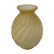 Vase Art Deco en verre pressé moulé jaune, 1920