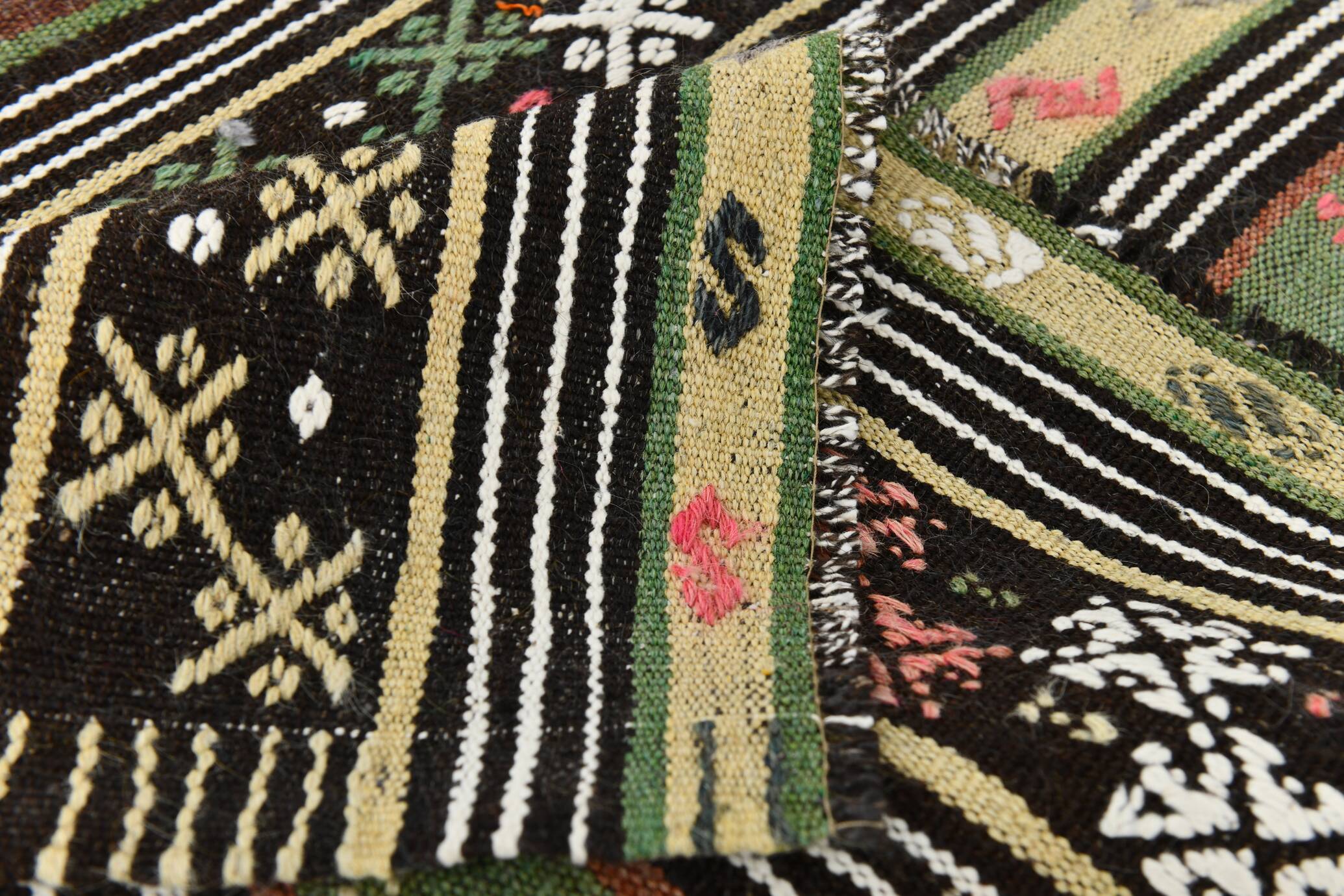 Tapis kilim bohème marron 7x10, motif ethnique, 202x304 cm
