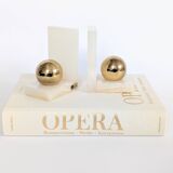 Onyx and Brass Bookends | Modernist Orbs | Art Deco Germany