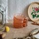Set of 6 small scallops in vintage rosaline pink glass
