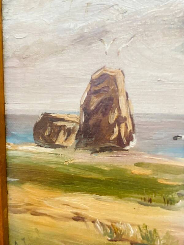 Painting: seascape - seaside in Brittany signed À Jabiol around 1900