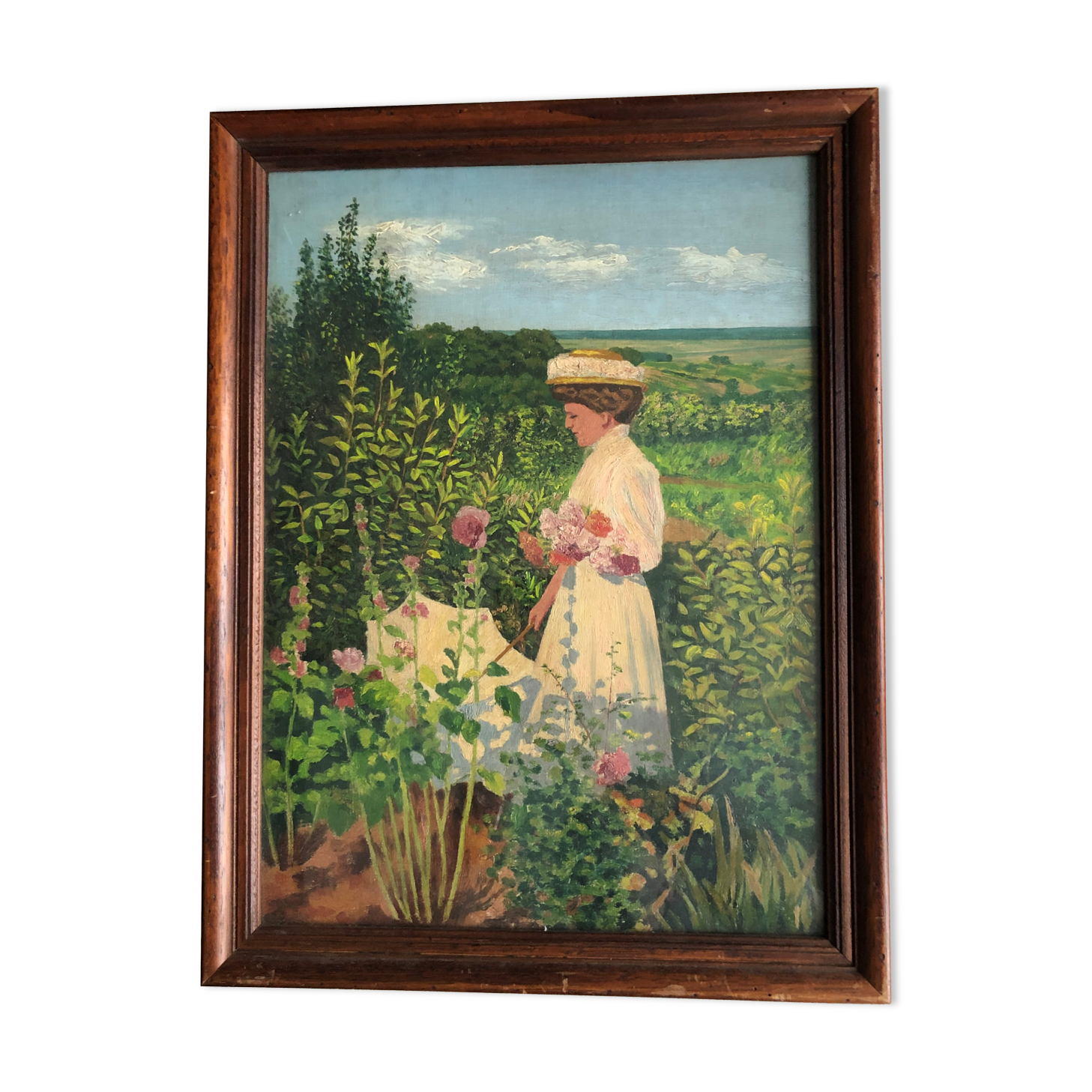 Painting: Oil on canvas - The Lady with the Umbrella