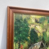 Old paysgae painting oil on canvas assembly