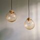 Amber bubble glass vintage pendant, 1970s