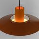 Pendant light "Falcon" two tone orange by Andreas Hansen for Fog & Mørup. Denmark 1960s.