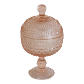 Drageoir or sugar bowl in pink molded glass, rosaline