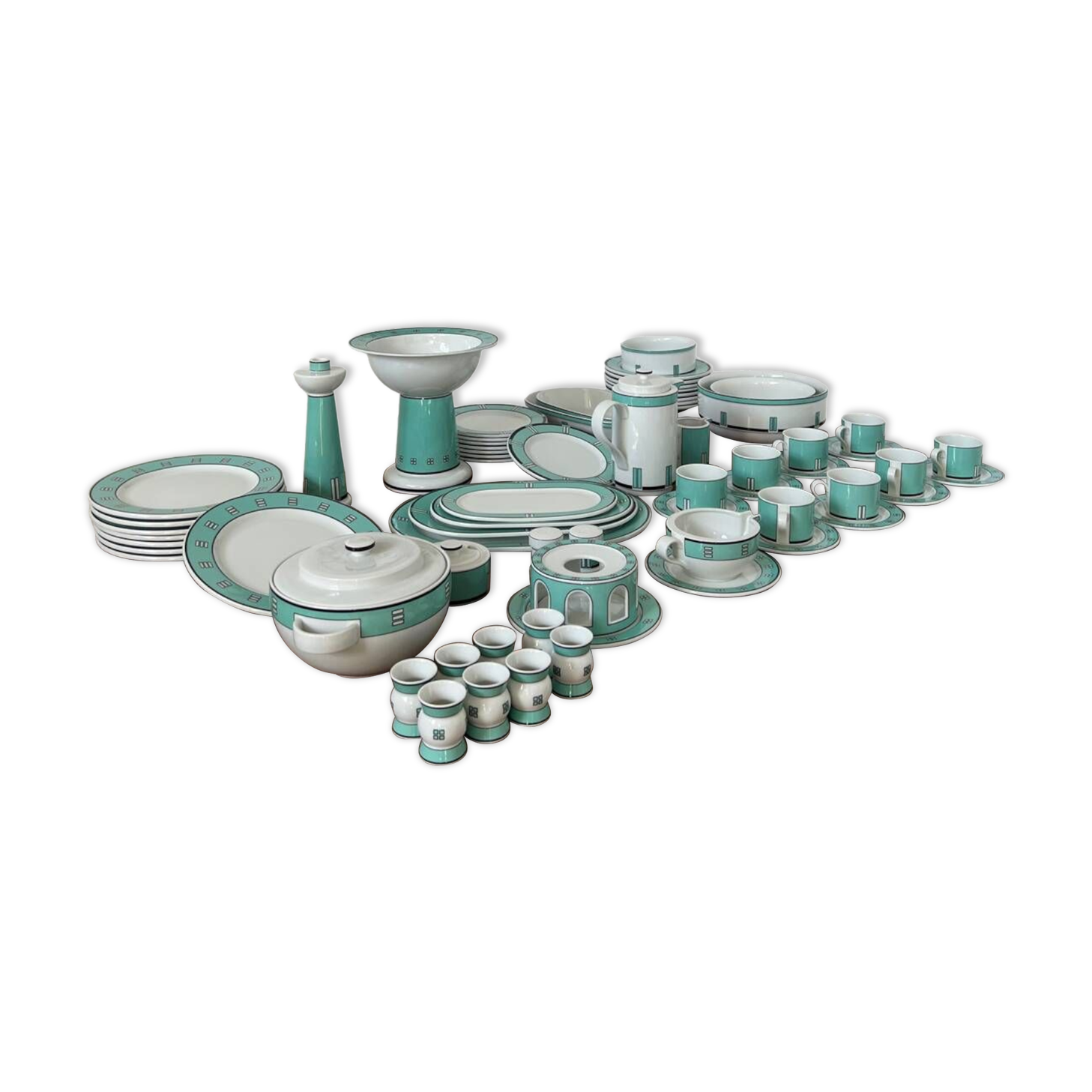Vintage 72-piece tableware set Arzberg model Cult Focus postmodern bauhaus style