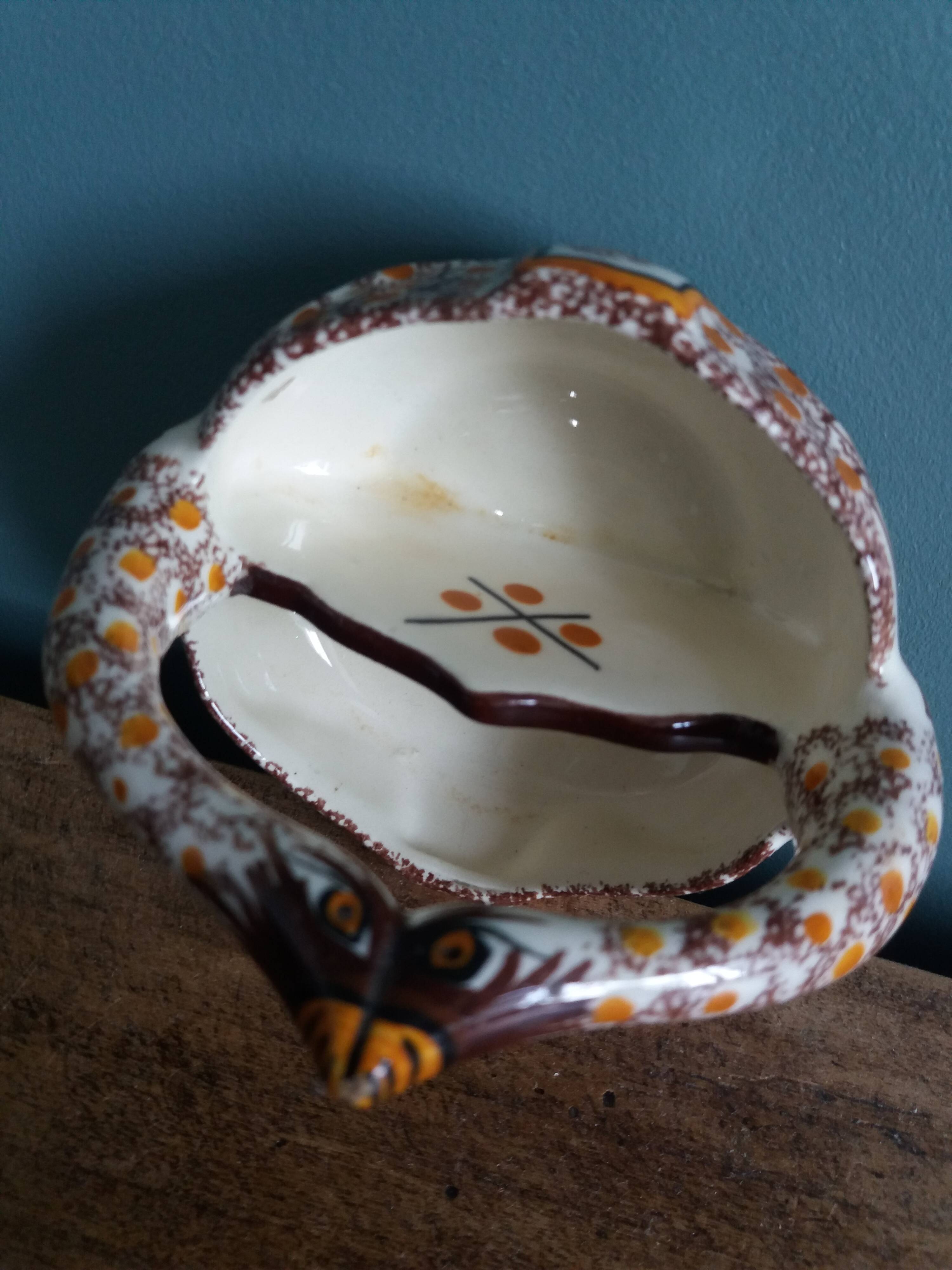 Henriot Quimper salt cellar in the shape of swans