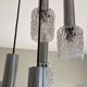 Large suspension chandelier with 5 glass lampshades and aluminium tube.