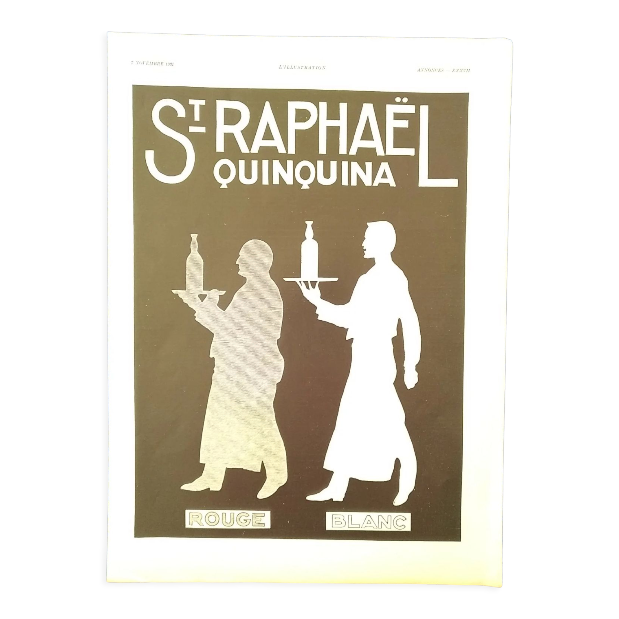 Une publicité papier apéritif St Raphael Selency