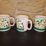 Set of 3 vintage “8 to 8” mugs – 1980s