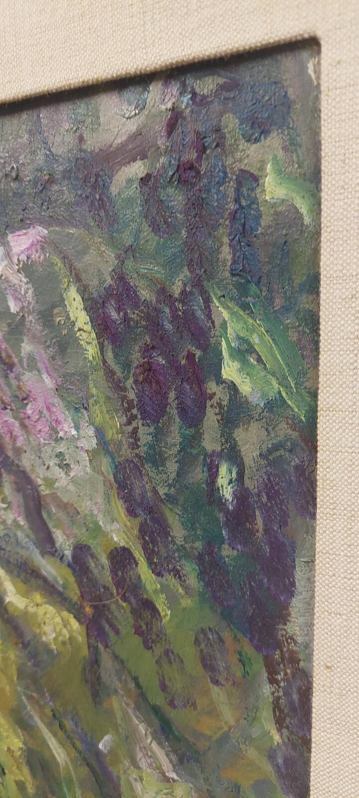 Oil painting on panel early 1900 landscape impressionist frame