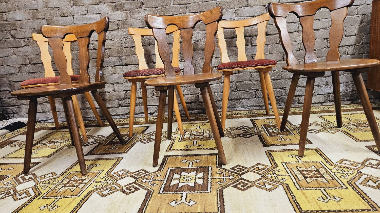 Set of 6 mismatched Baumann style bistro chairs from the 1970s