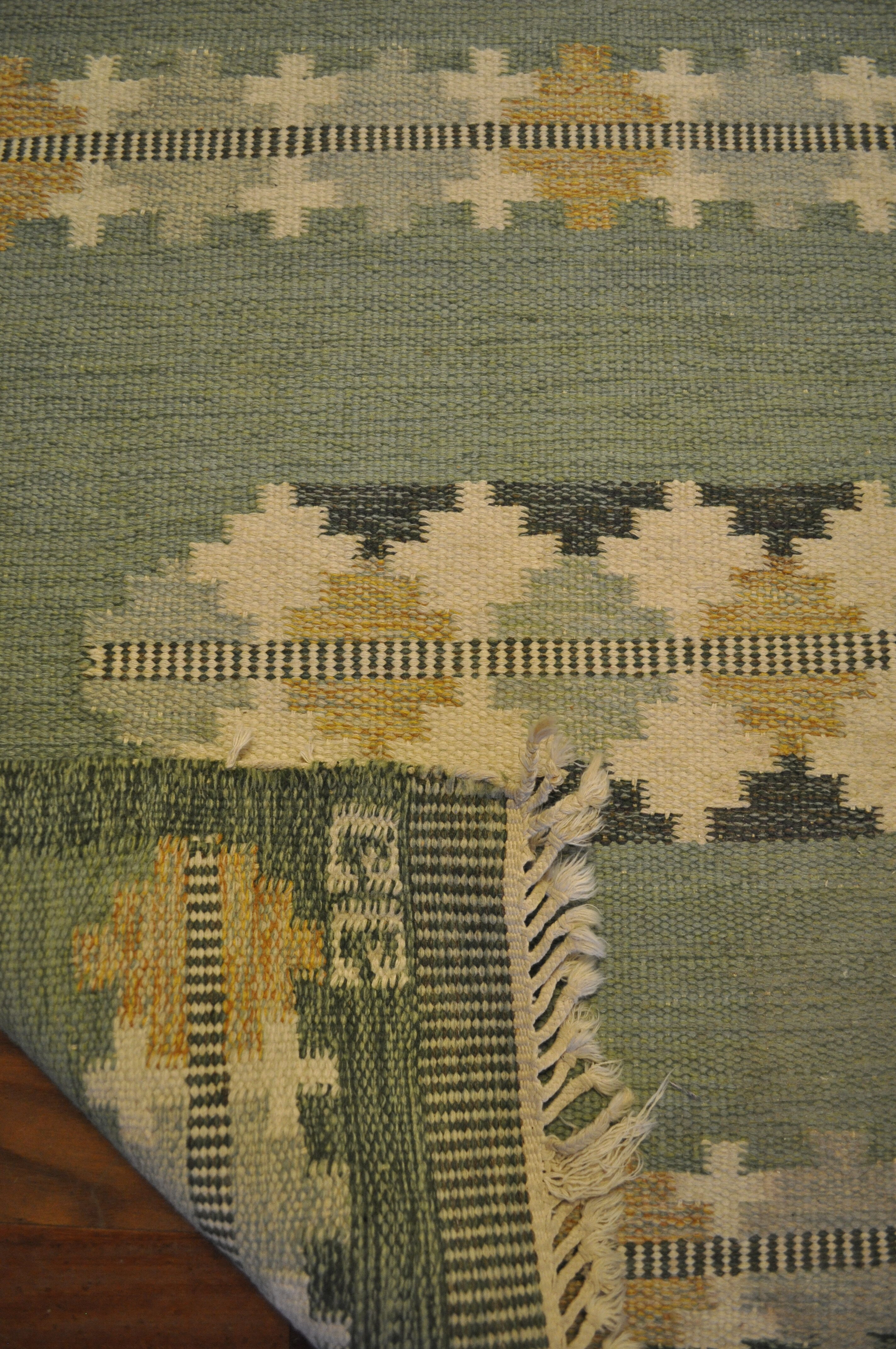 Mat Swedish Rollakan, wool woven hand, Sweden, 1950 - 90x165cm