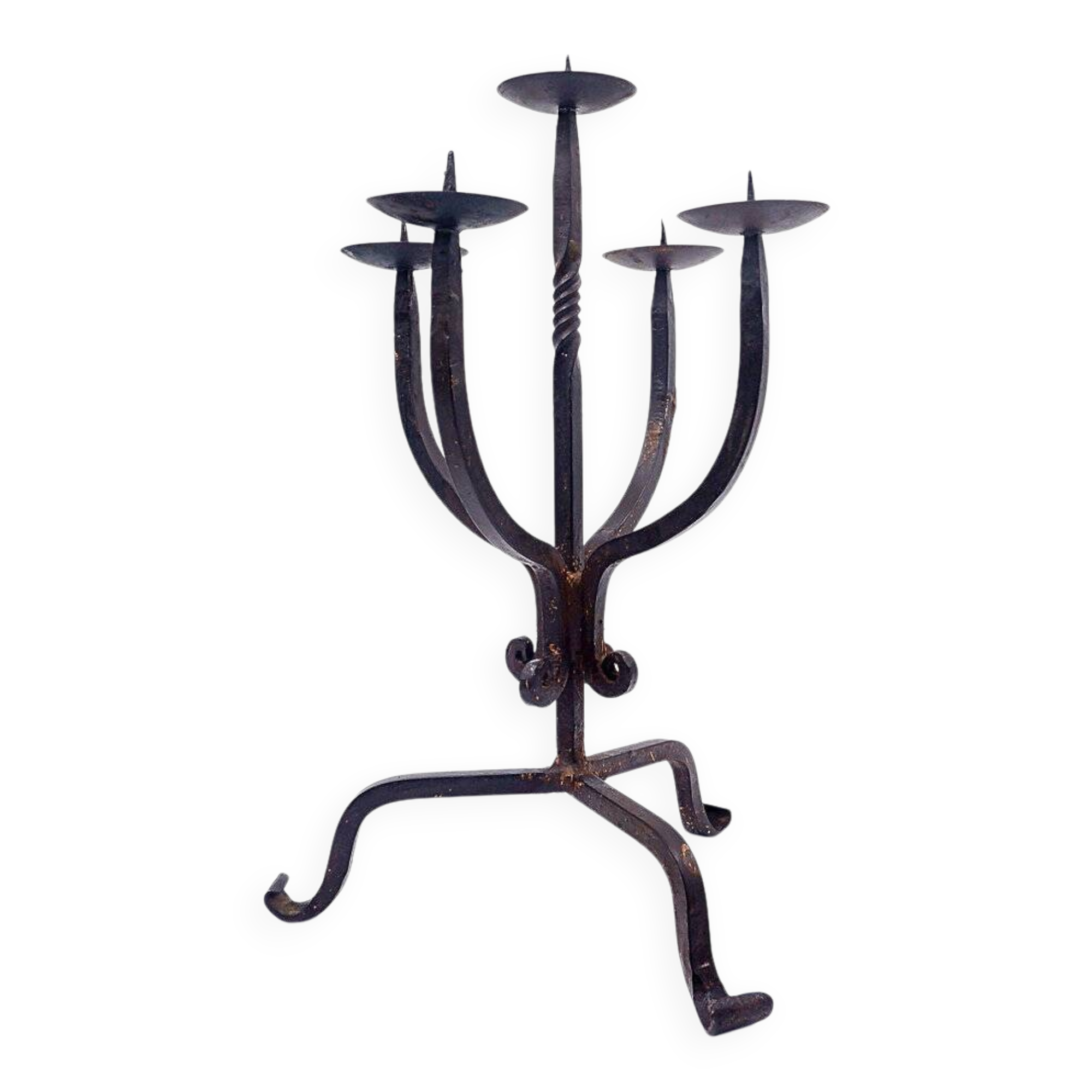 Vintage 5-arm wrought iron candle holder - 1970s