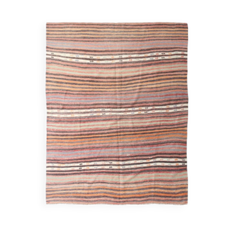 Tapis Kilim couleur carrelage 168 x 217 cm, tapis de salon, Kilim vintage antique 6 x 7 cm