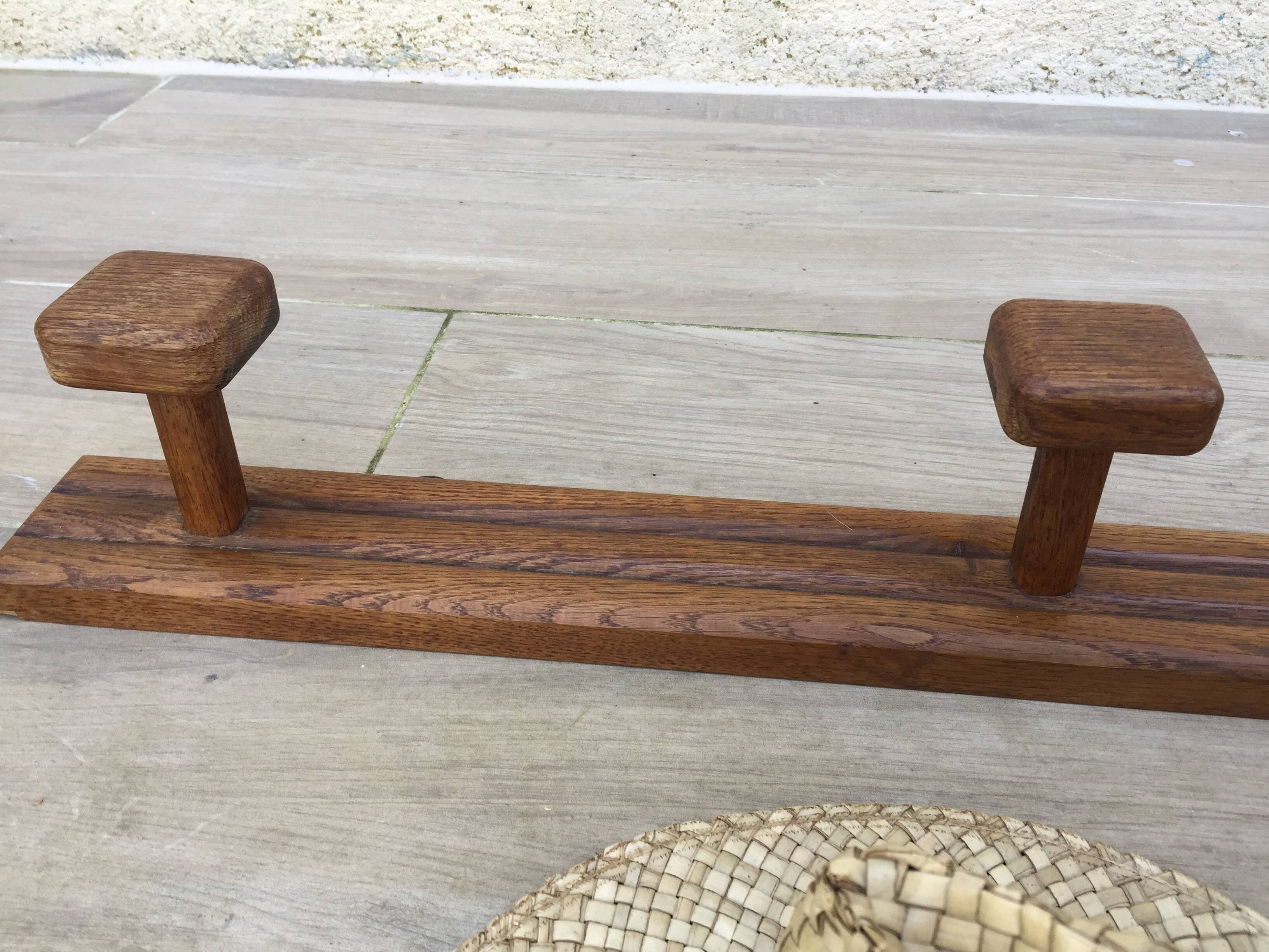 VINTAGE Geometric Solid Oak COAT RACK