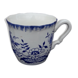 Old glass cup of Sarreguemines floral decoration blue diam 6.5 cm