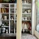 Standing man, cabinet with 1 door, 3 shelves in beige wood
