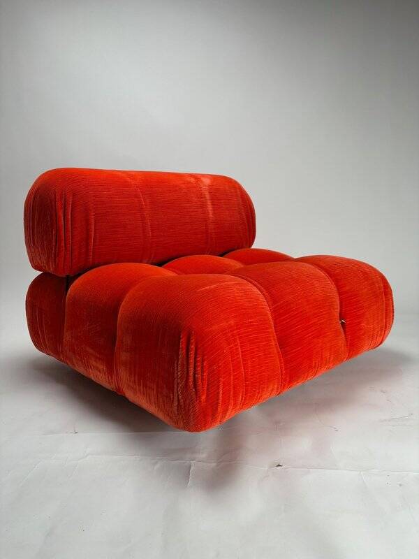 Vintage Modular Sofa in Original Velvet by Mario Bellini for C&B Italia, 1973, Set of 2