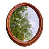 Vintage oval mirror in solid wood 1960 60x48cm