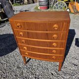 Scandinavian curved teak commode, Kai Kristiansen, 1960