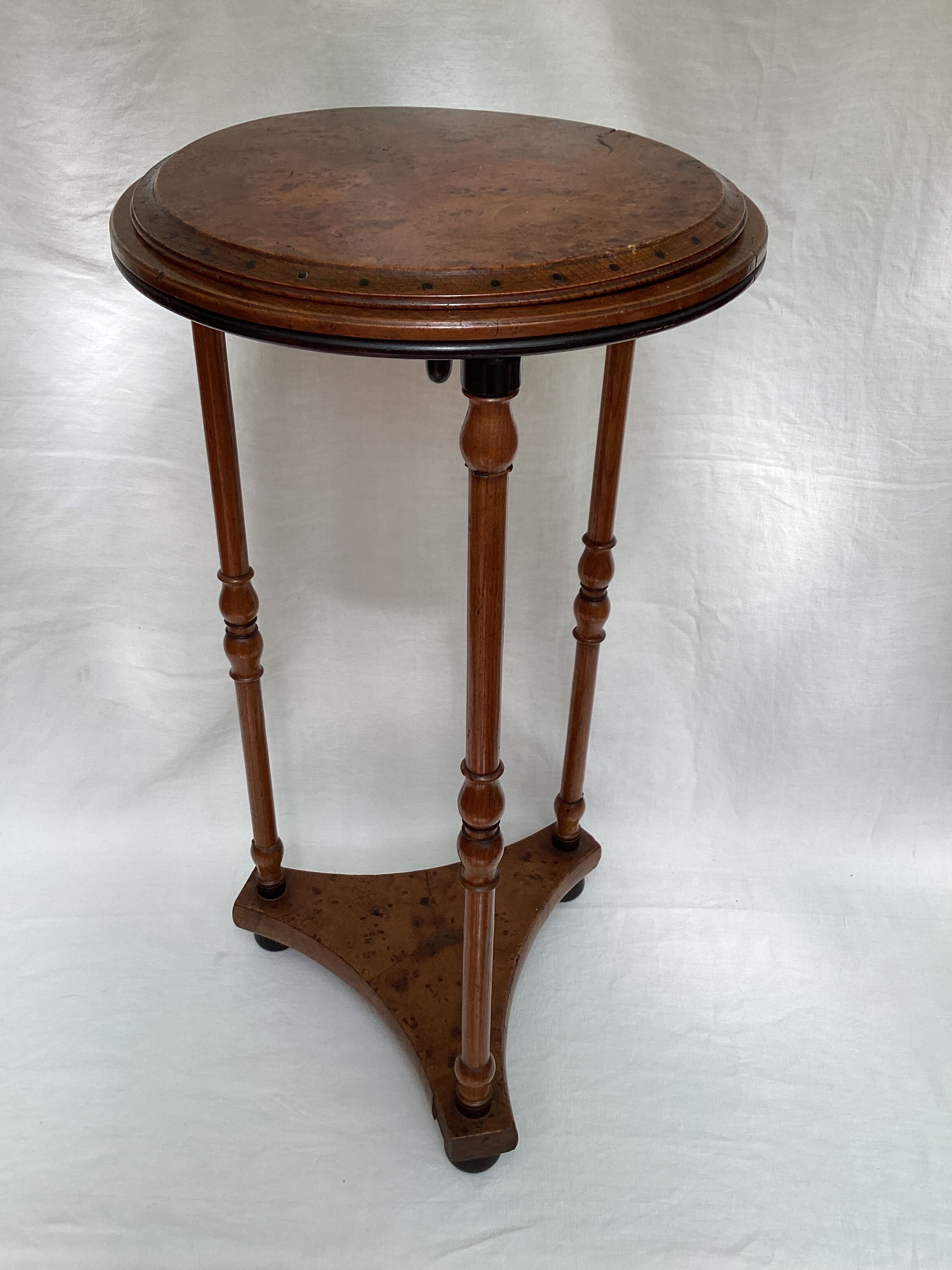 Wooden side table with three legs vintage