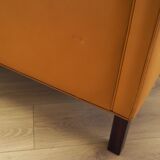 Orange leather sofa, Danish design, 1970s, production: Denmark