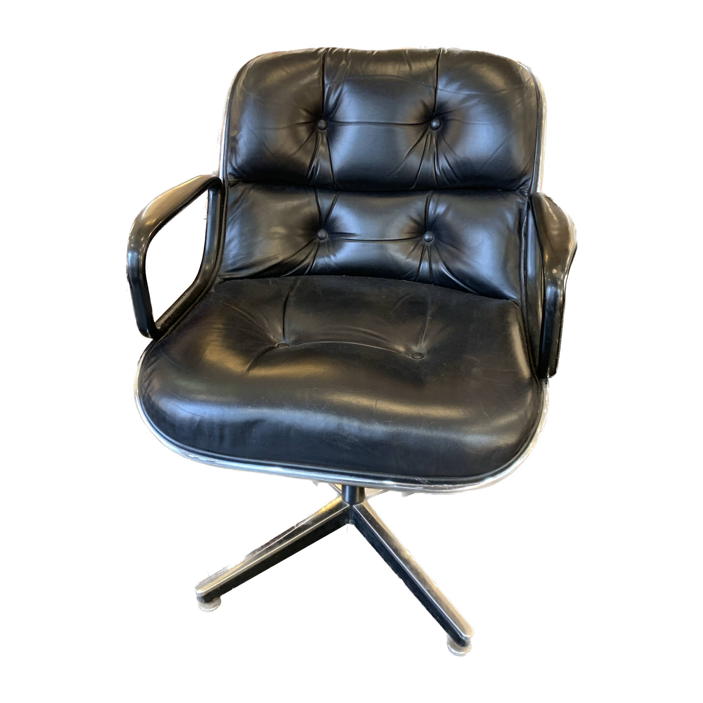 Armchair executive chair Pollock 1st edition 1965 - black leather