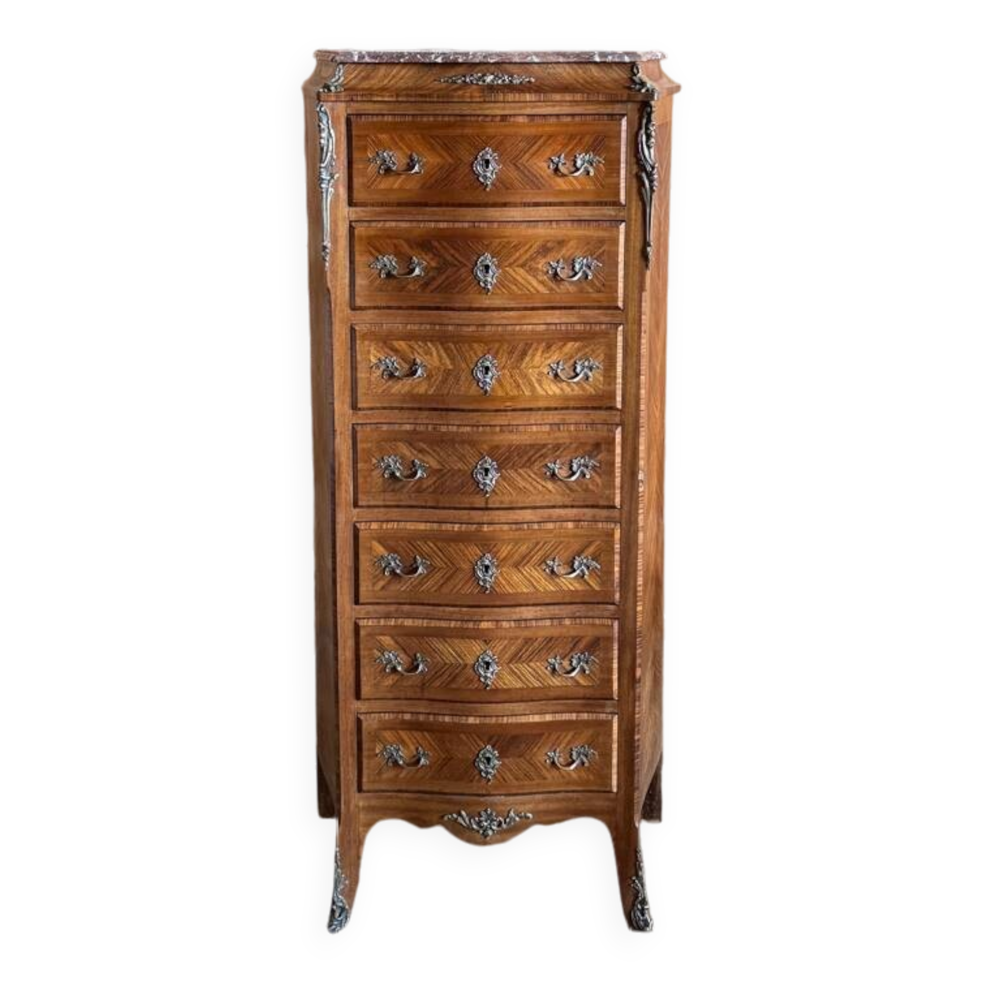 Louis XV style marquetry chest of drawers