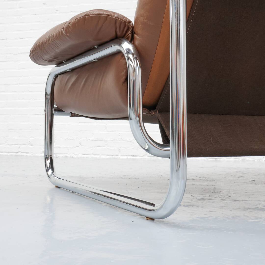 Tufted leather borkum two-seater sofa by johan bertil for ikea 1970s