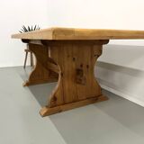 Savoyard monastery table in solid pine, circa 1970