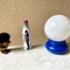 Bedside lamp globe opaline and plastic Space age 70s