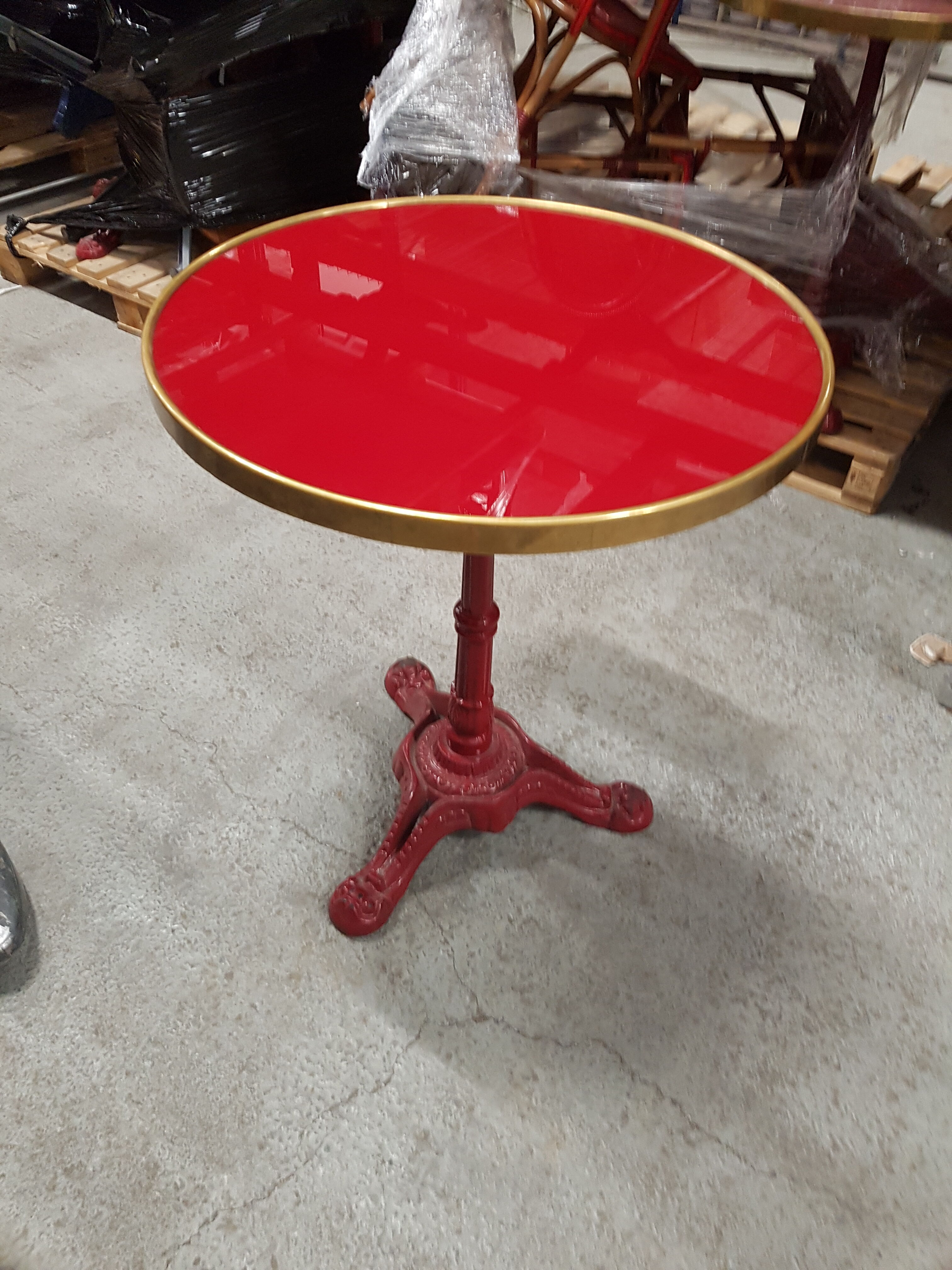 Table bistrot ronde rouge