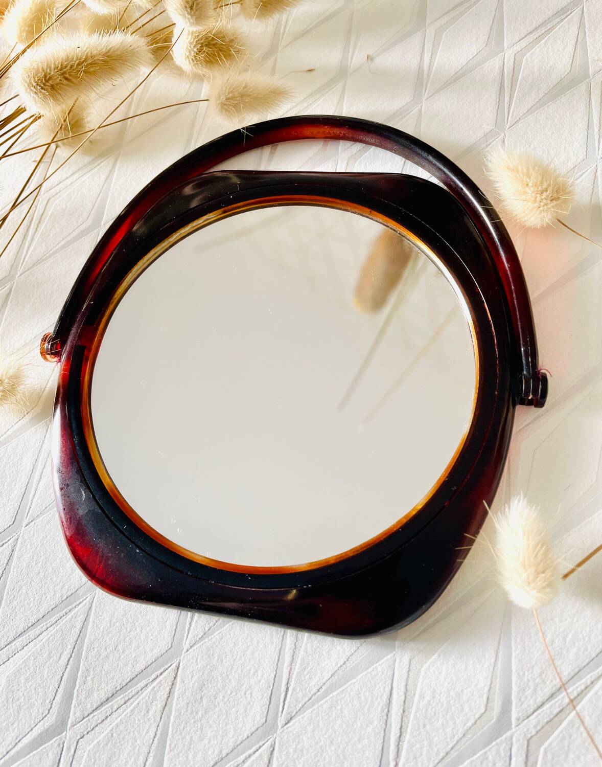 Vintage 70s tortoiseshell plastic mirror