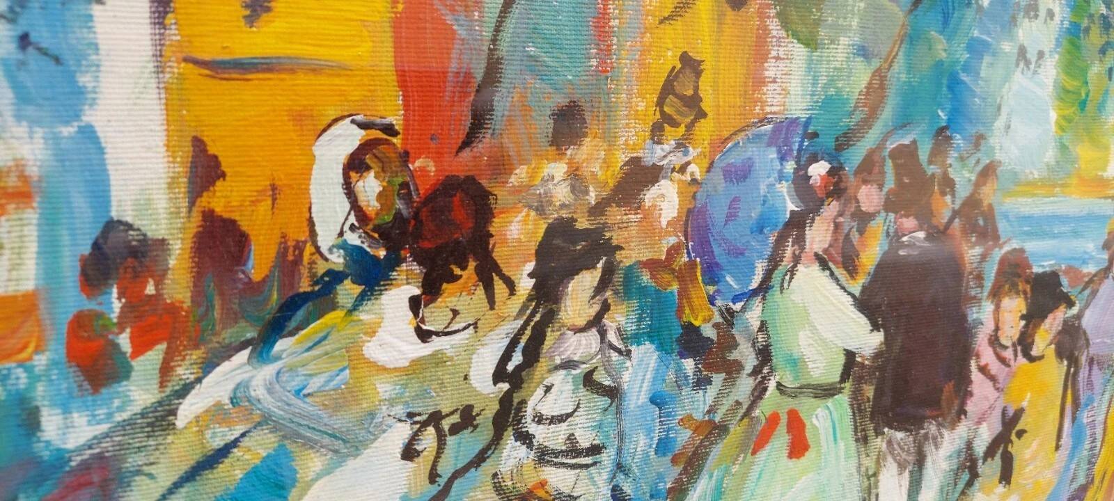 Oil painting on canvas "PARISIENNE" 50x70 Cm 60s 70s BELLE EPOQUE