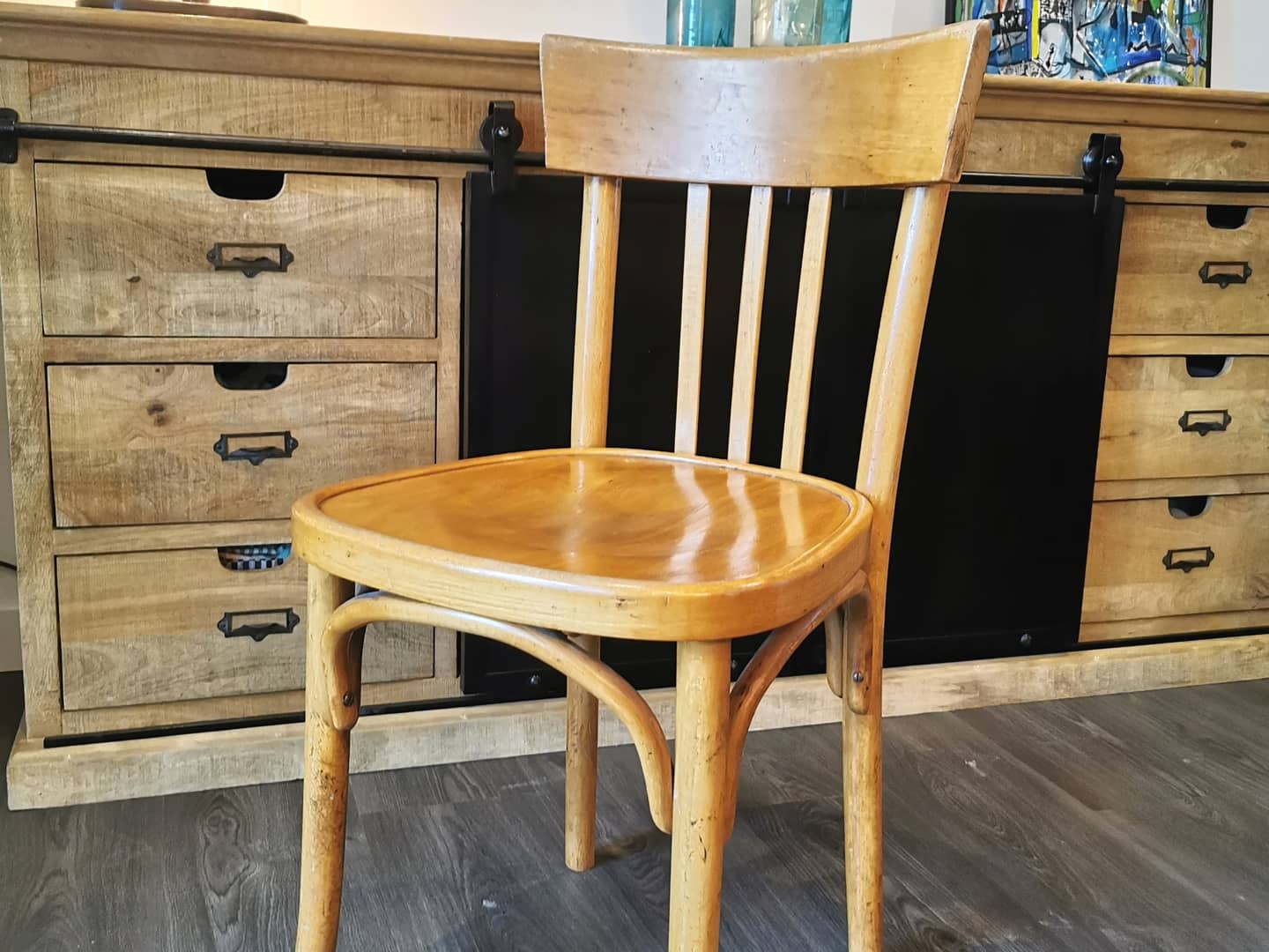 Series of 10 mismatched bistro chairs