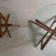 Table basse scandinave en bois étoile et verre 1970