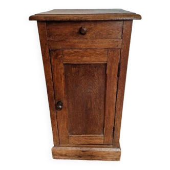 Oak bedside table with door and drawer