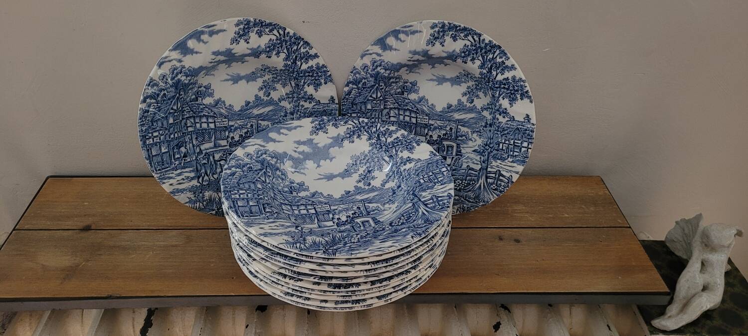 Deep plates "Coaching Days" – Alfred Meakin, Staffordshire