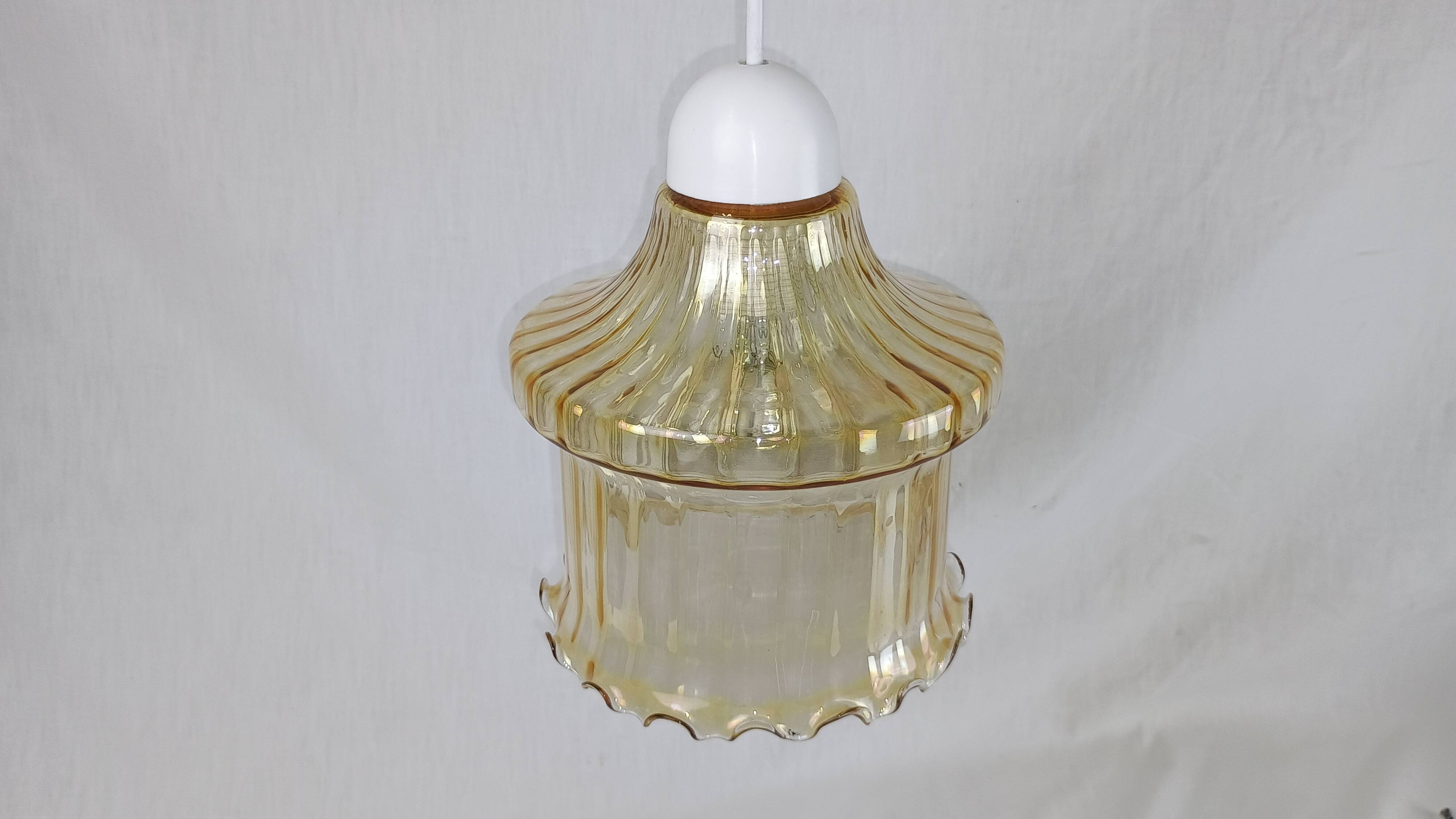 Venini Vintage Murano Glass Amber Pendant Light