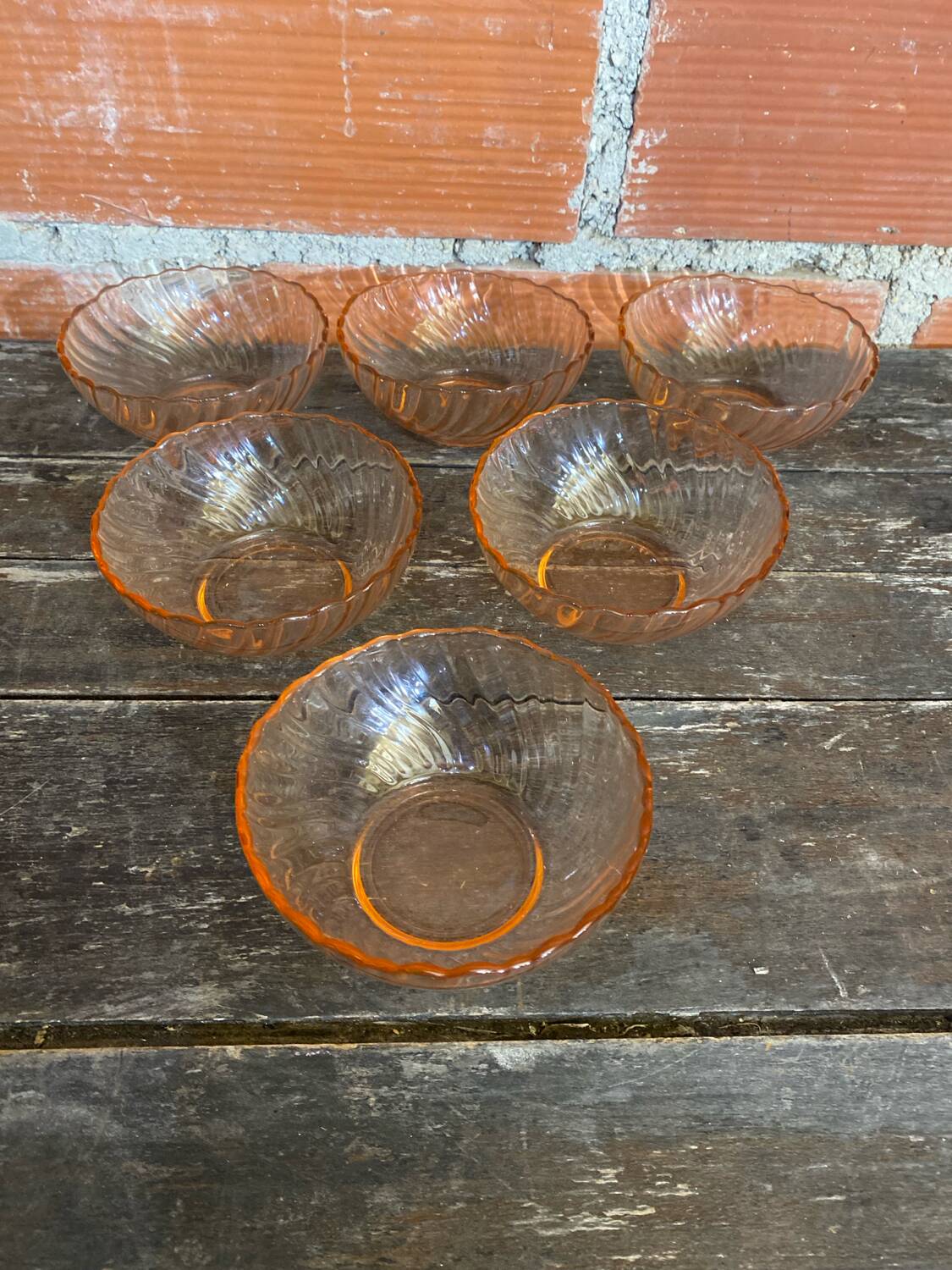 6 vintage pink moulded glass bowls arcoroc rosaline