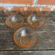 6 vintage pink moulded glass bowls arcoroc rosaline